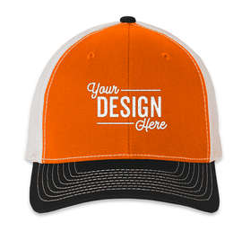 Richardson Snapback Trucker Hat - Color: Orange / White / Black