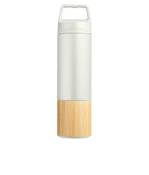 20 oz. Tao Bamboo Wrapped Insulated Stainless Steel Water Bottle in VINTAGE WHITE