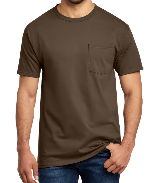 Port & Company Essential Pocket T-shirt in Brown