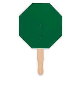 Full Color Octagon Hand Fan - Color: Forest Green