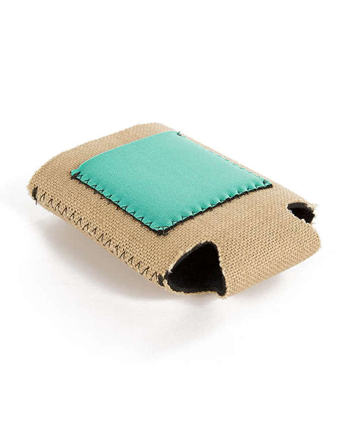 Burlap Can Cooler with Neoprene Pocket