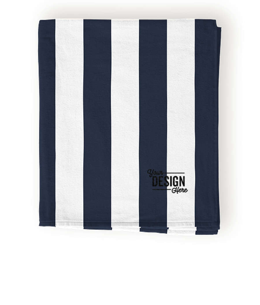 Port Authority Lightweight Embroidered Cabana Stripe Beach Towel in Navy