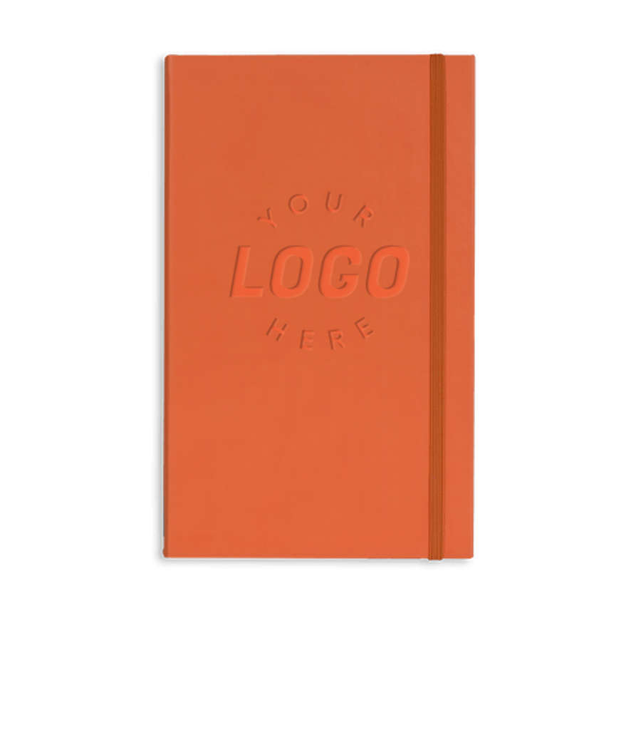 Castelli Debossed Tucson Banded Medio Lined Hard Cover Notebook Gift Set in Orange w/ Black Pen