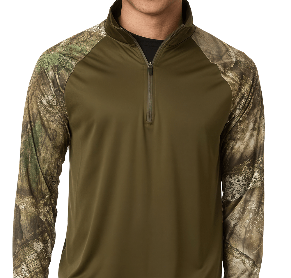 Realtree Colorblock UPF 30+ Quarter Zip Performance Sweatshirt-default