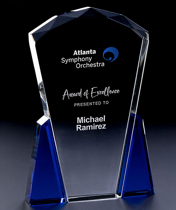 Facet Top Award with Blue Accents