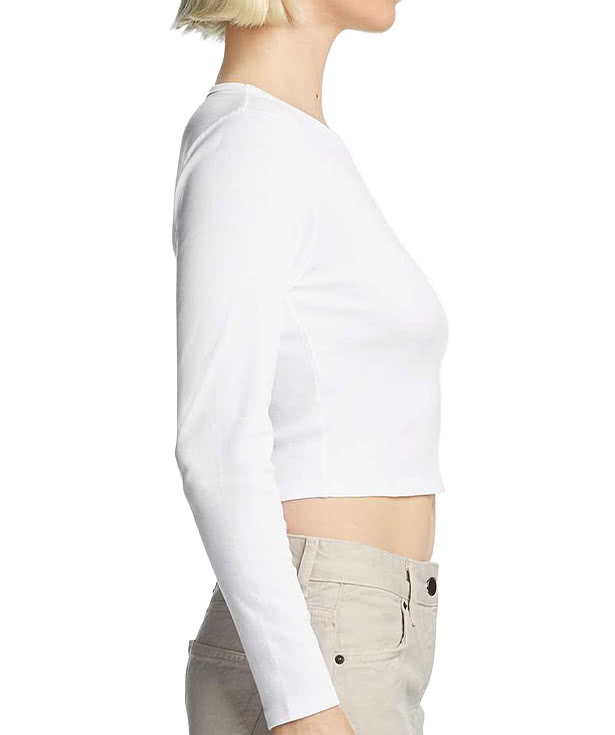 American Apparel Women's Baby Rib Heavyweight Long Sleeve Cropped T-shirt