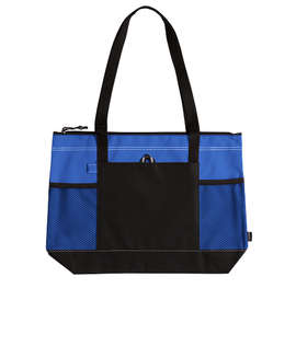 Large Multi-Pocket Zippered Tote Bag - Color: Royal Blue