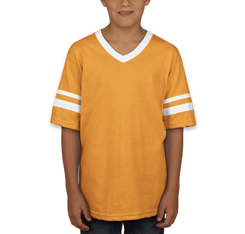 Augusta Youth Double Sleeve Stripe Jersey T-shirt in Gold / White