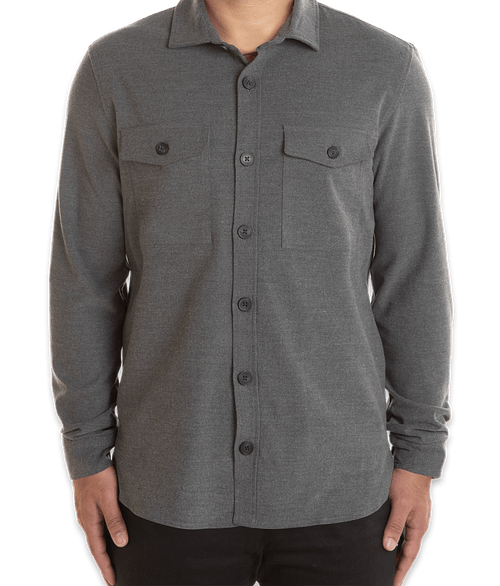 Mercer+Mettle Twill Long Sleeve Shirt Jacket in Light Anchor Grey Heather