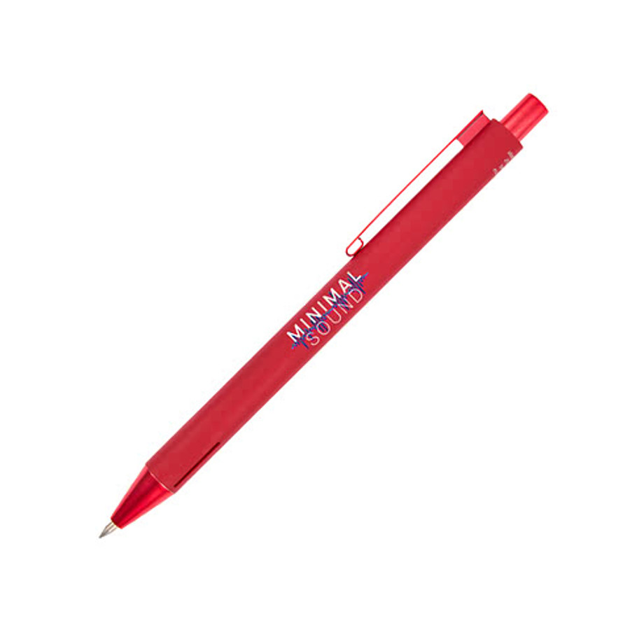 Full Color Halo Soft Touch Recycled Aluminum Gel Pen (black ink) in Black