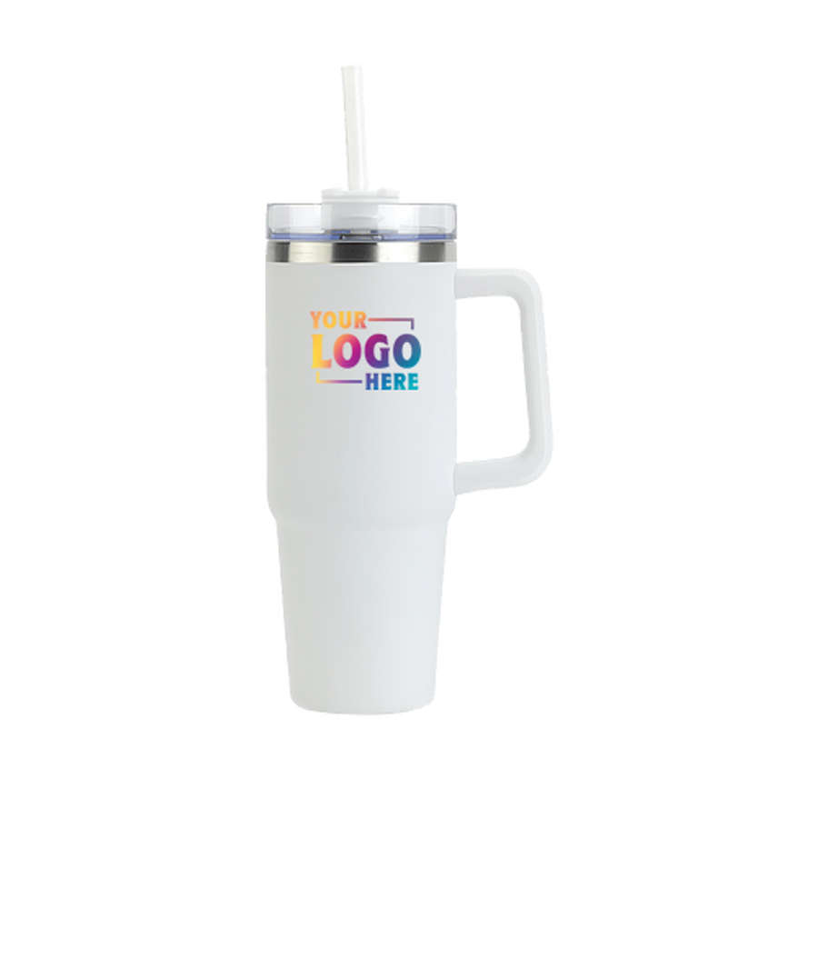 Full Color 30 oz. Medina Stainless Steel Insulated Tumbler in White