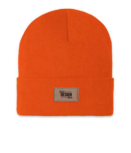 Ahead Newfoundland Cuff Beanie with Tan Rectangle Patch - Color: University Orange
