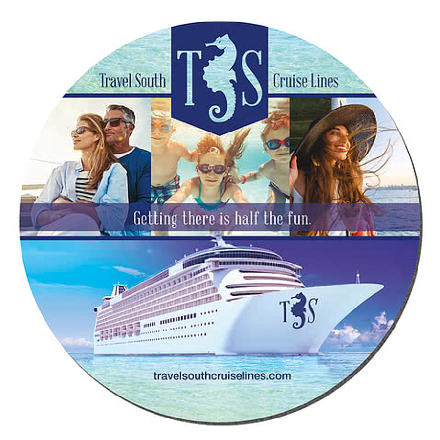 Full Color 1/16" Round Fabric Surface Mouse Pad in White