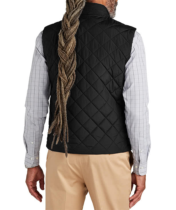 Brooks Brothers Quilted Soft Shell Vest - Faux Leather Patch