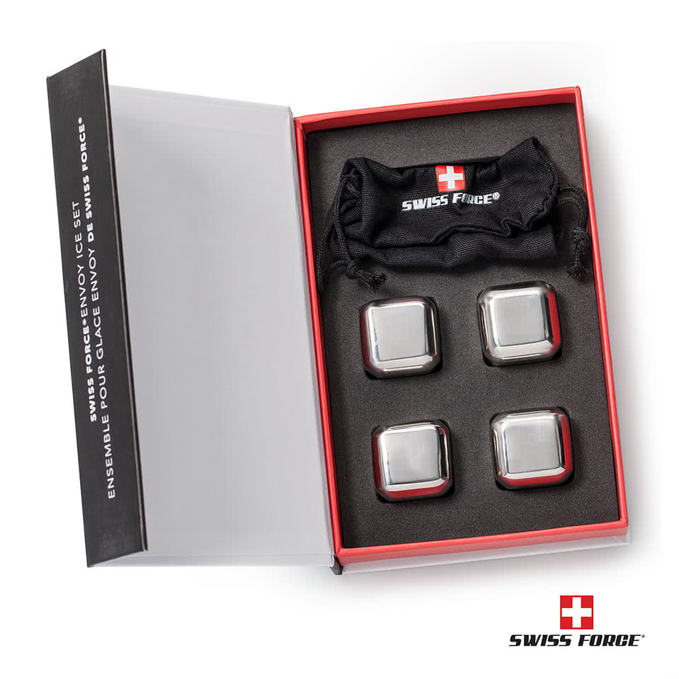 Laser Engraved Swiss Force S/S Ice Cube Set