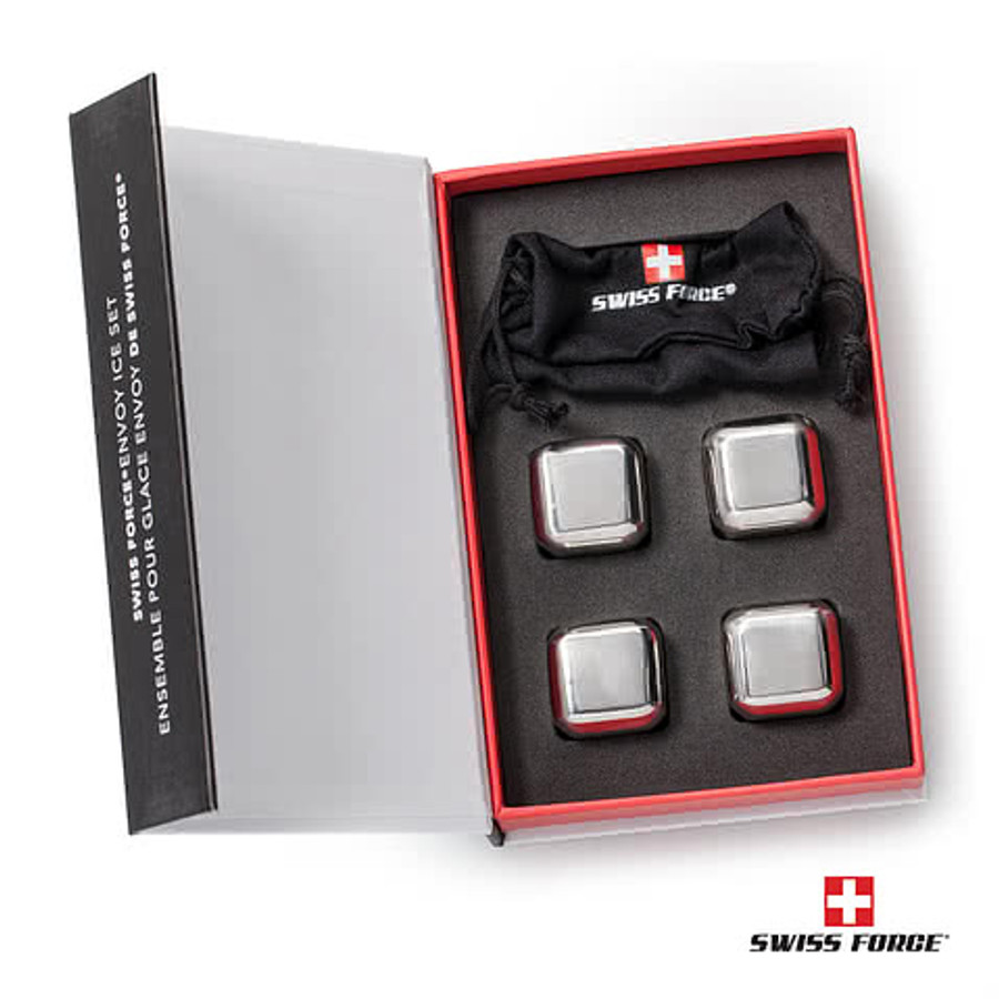Laser Engraved Swiss Force S/S Ice Cube Set in Chrome