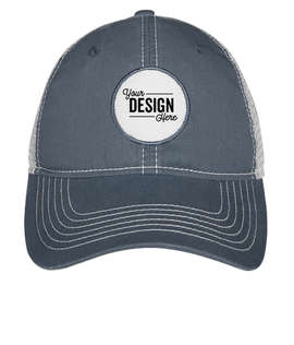Ahead Circle Patch Trucker Hat - Color: Navy / White