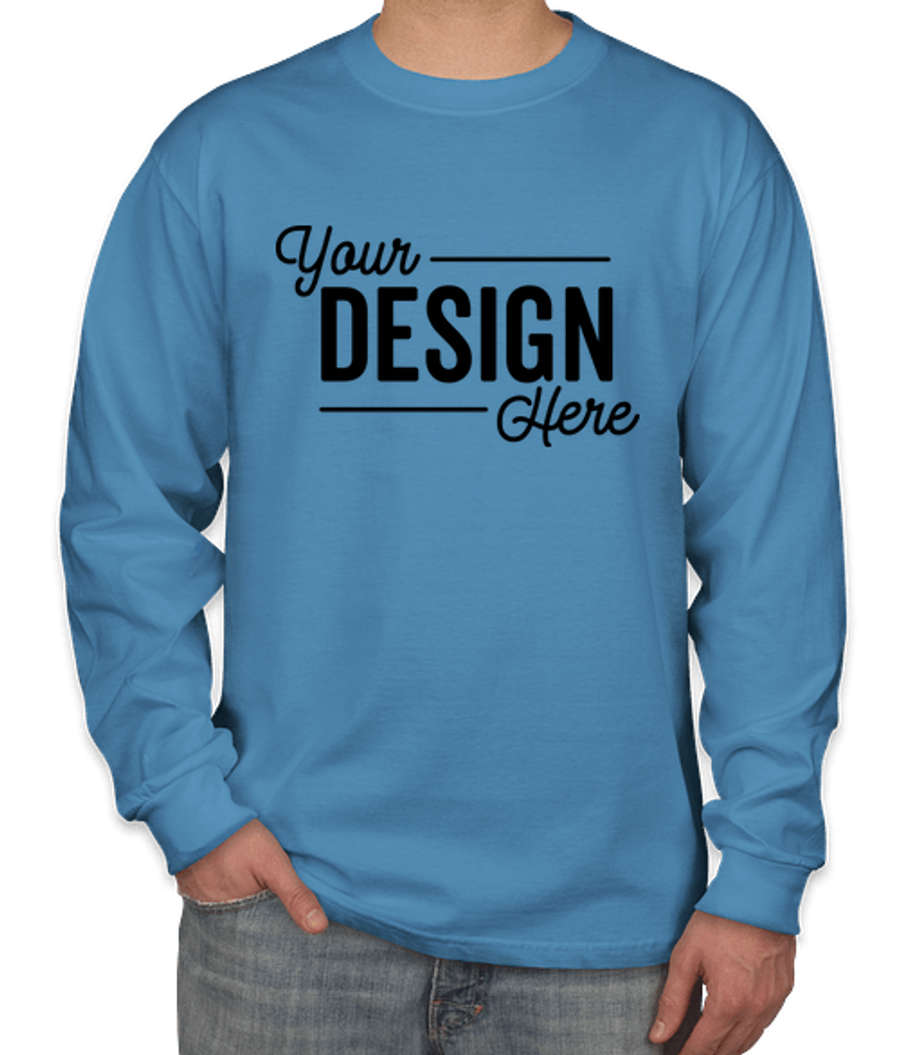 Hanes Beefy-T Long Sleeve T-shirt in Denim Blue