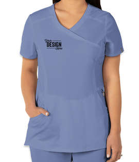 Cherokee Infinity Women's Mock Wrap Scrub Top - Color: Ciel Blue