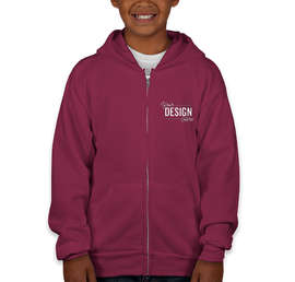Hanes Youth EcoSmart 50/50 Zip Hoodie - Color: Maroon