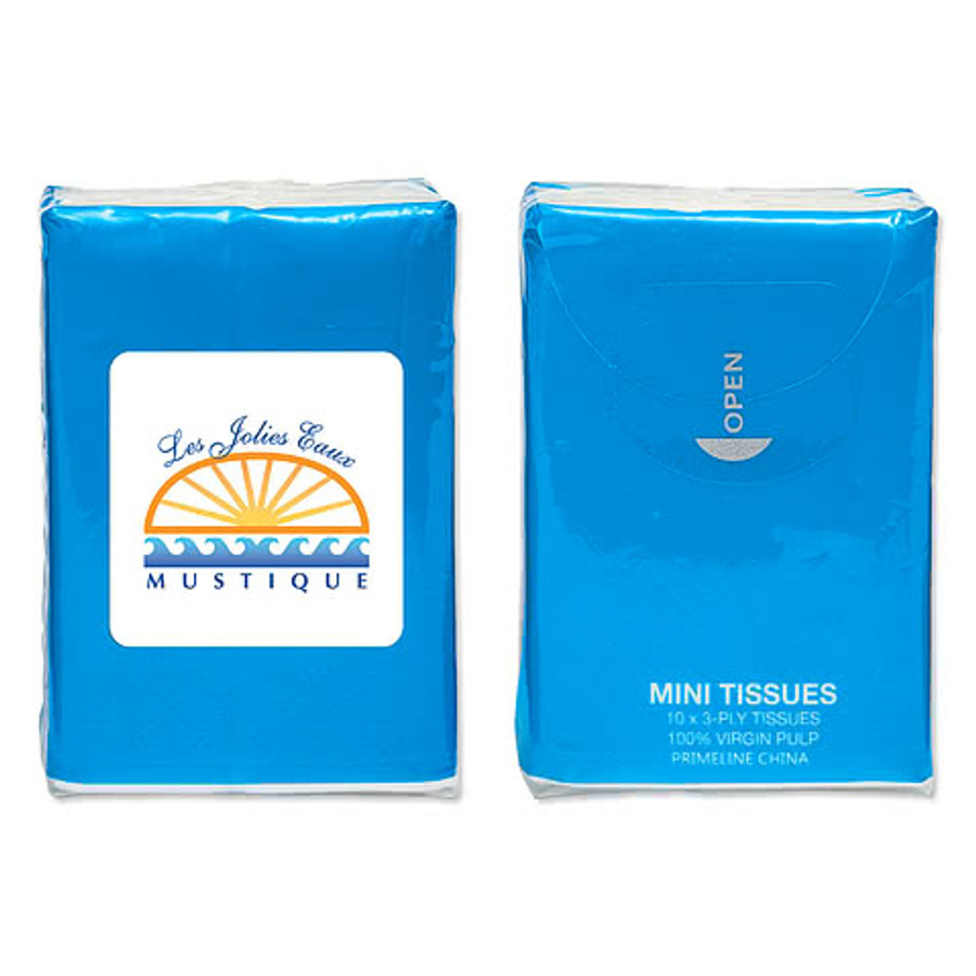 Full Color Mini Resealable Tissue Packet in White