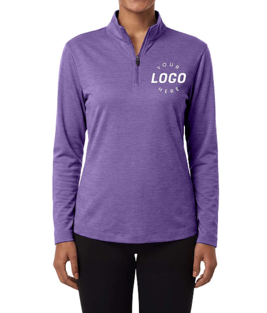 AllPro Women's Pro-Lock Melange Quarter Zip Performance Shirt in Violet Melange