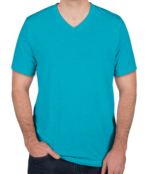 Bella + Canvas Tri-Blend V-Neck T-shirt in Aqua Tri-Blend