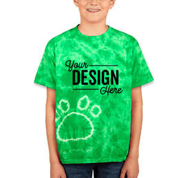 Dyenomite Youth Paw Print Tie-Dye T-shirt - Color: Kelly