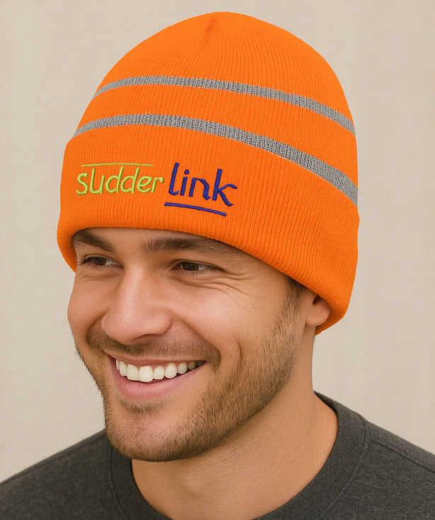 Knit Cuff Beanie With Reflective Stripes