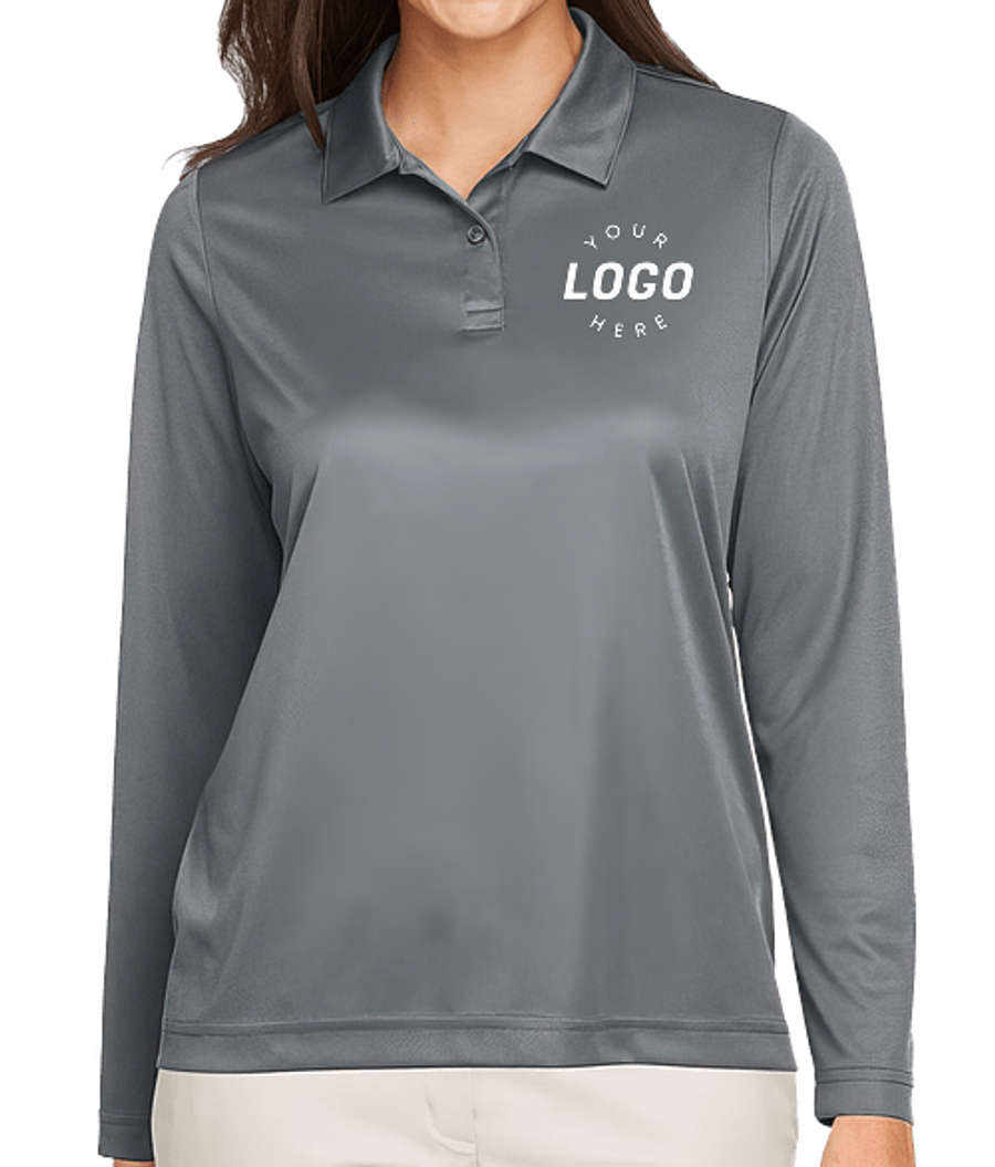 Team 365 Women's Zone UPF 40+ Long Sleeve Performance Polo in Sport Graphite