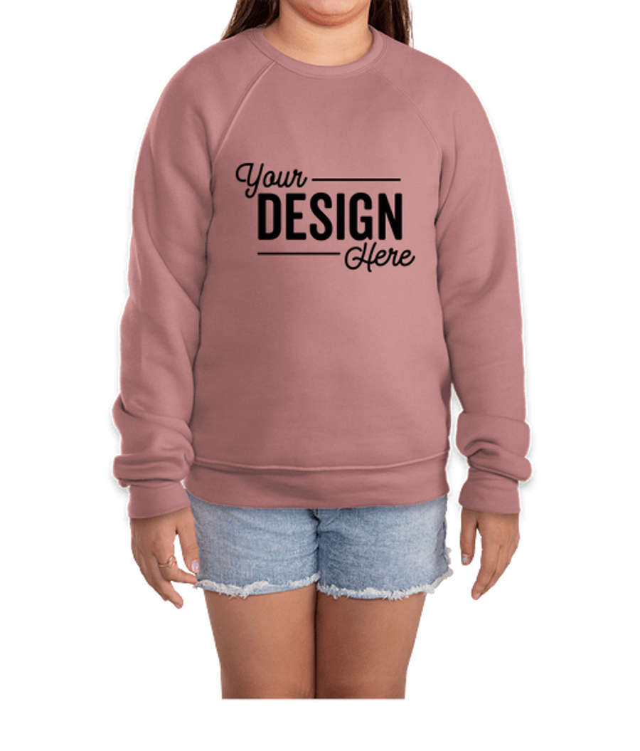 Bella + Canvas Youth Ultra Soft Crewneck Sweatshirt in Mauve