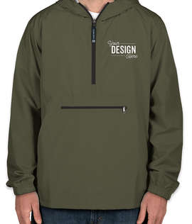 Charles River Pack-N-Go Hooded Packable Anorak - Screen Printed - Color: Olive