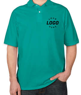 Jerzees Spotshield 50/50 Jersey Polo - Screen Printed - Color: Jade