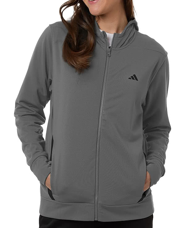 Adidas Women's Game & Go Recycled Fleece Performance Full-Zip Hoodie
