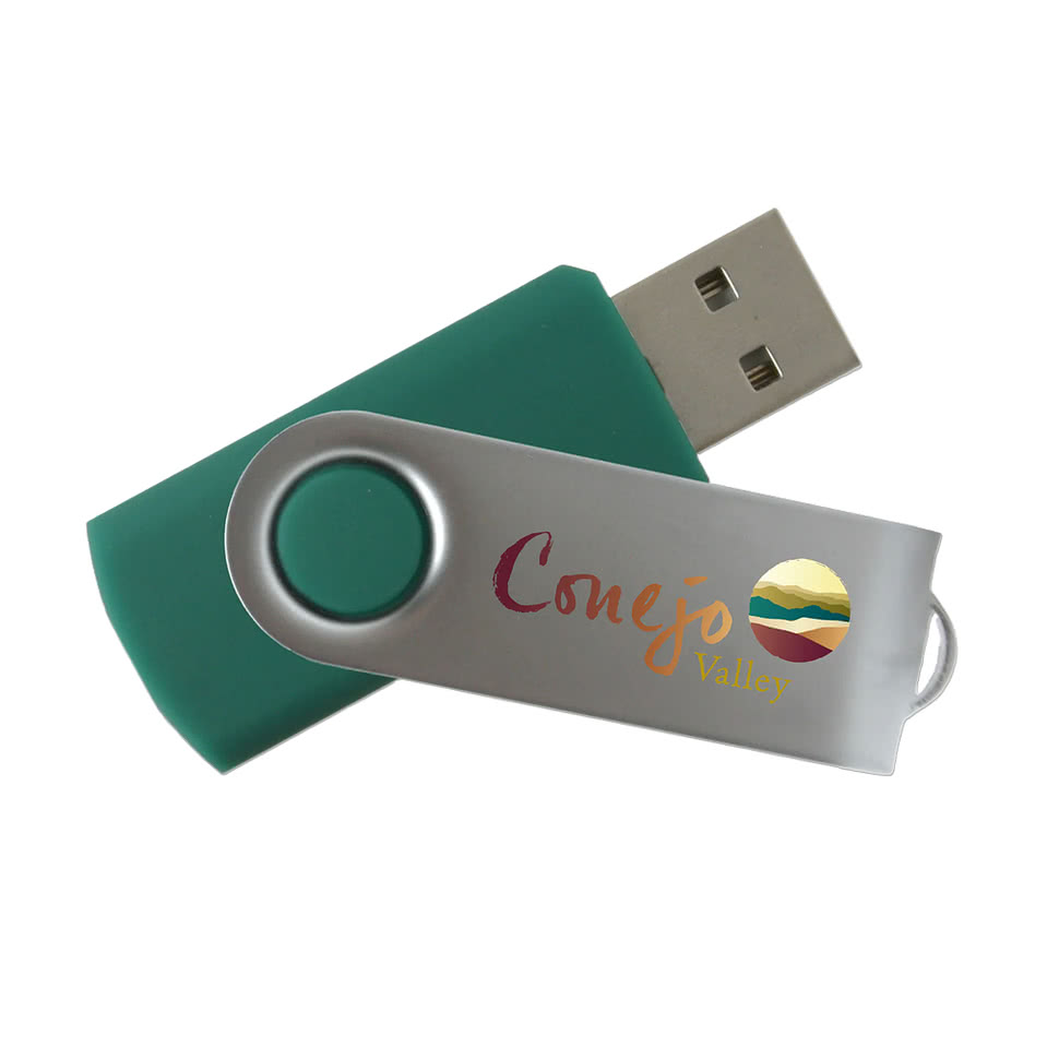 Full Color Silver Swivel USB Flash Drive 16GB