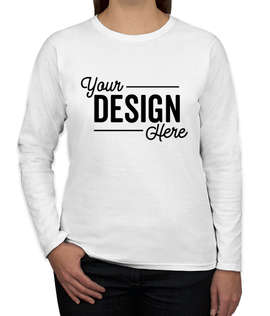 Canada - Gildan Women's 100% Cotton Long Sleeve T-shirt - Color: White