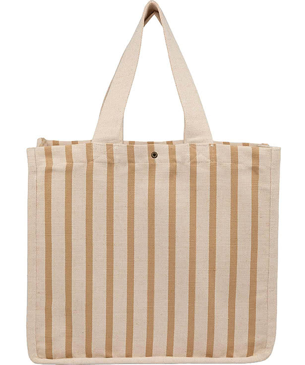 FEED Cotton and Jute Striped Tote Bag