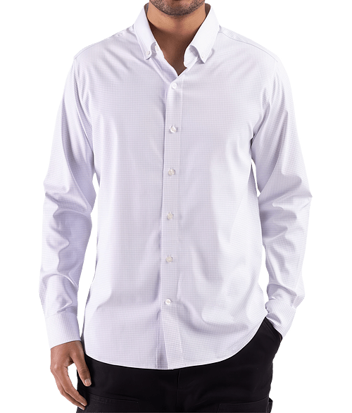 Cutter & Buck Skyline Recycled Windowpane Dress Shirt in Elemental Grey