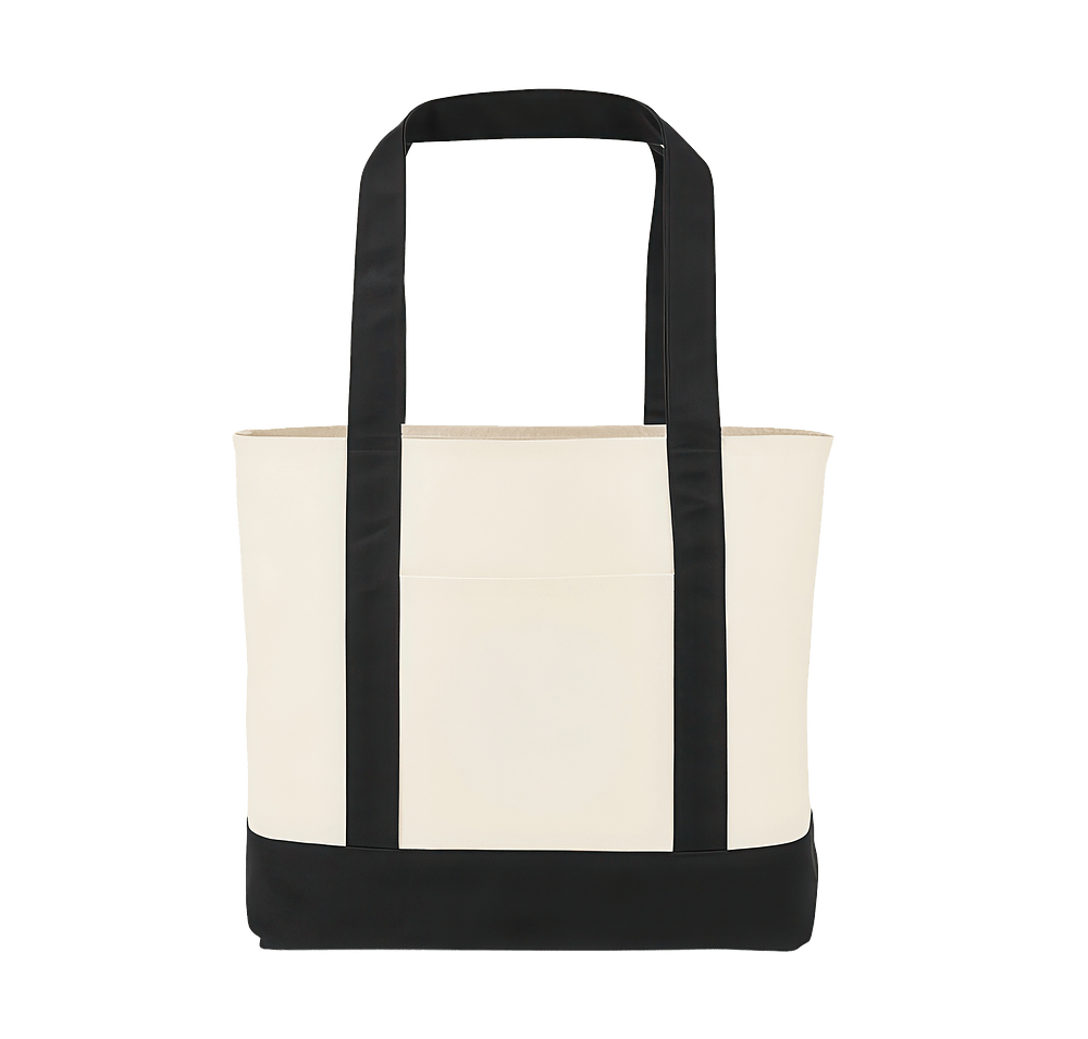 Large Canvas Colorblock Tote Bag-default