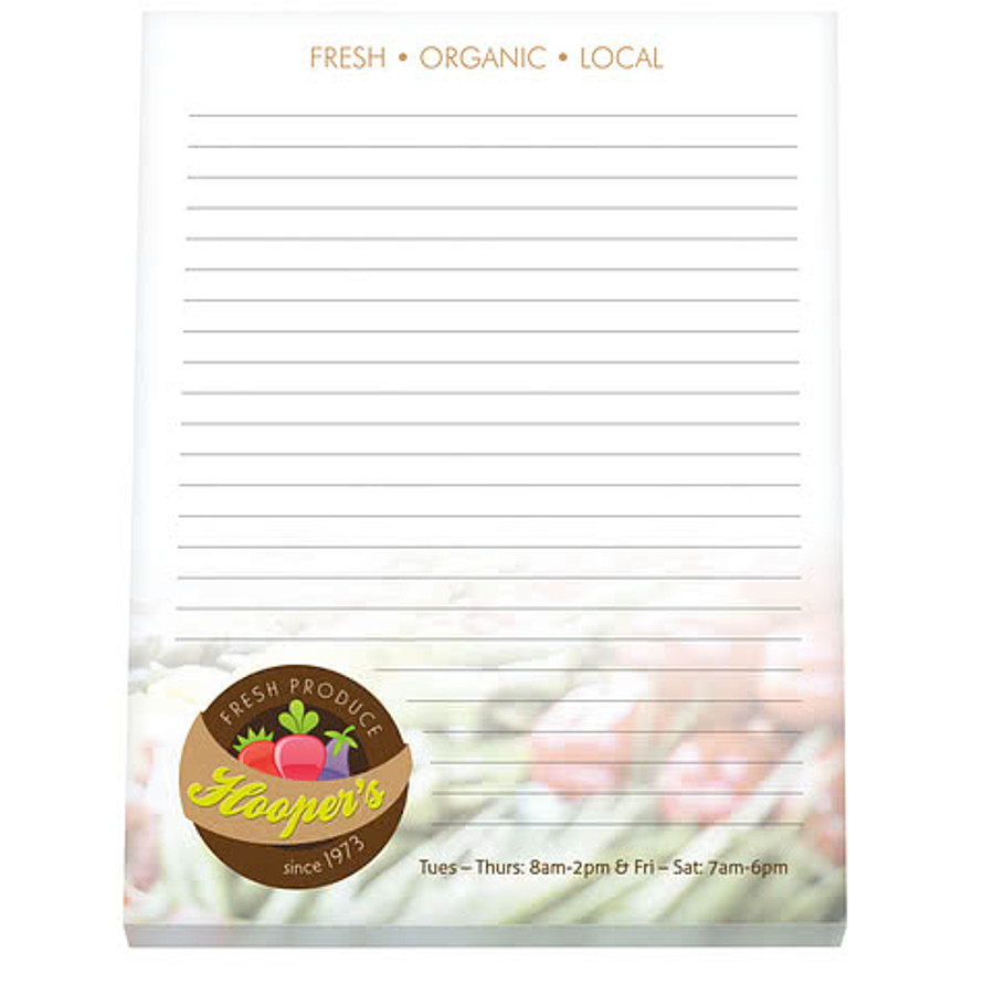 Full Color Souvenir 8.5" x 11" Scratch Pad - 50 sheets/pad (Case of 500) in White