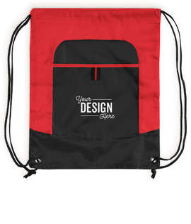 Port Authority Pocket Drawstring Bag - Color: True Red / Black