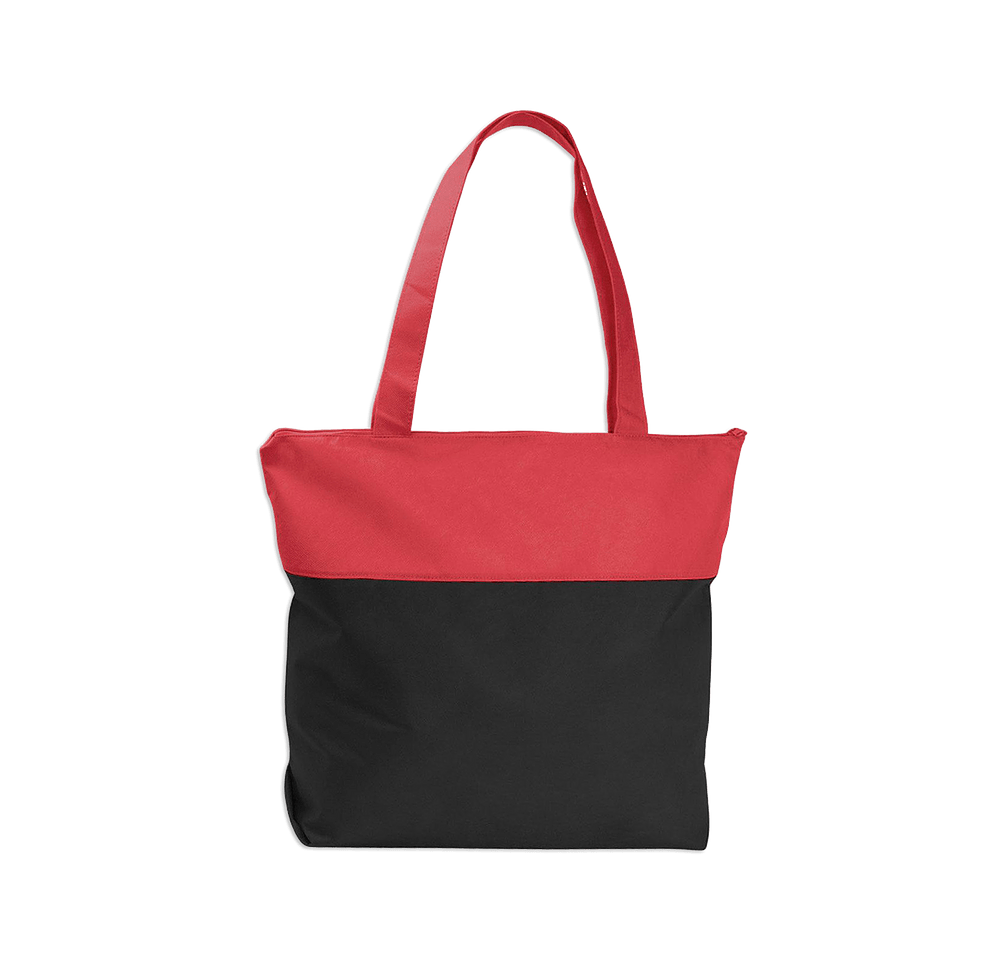 Full Color Poly Pro Large Two-Tone Zippered Tote Bag-default