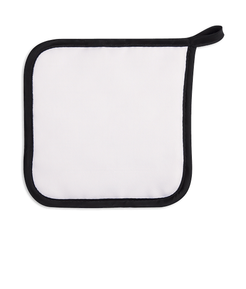Full Color Quilted Pot Holder in White with Black