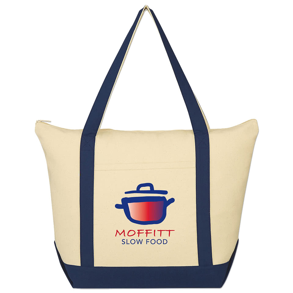 Folksy Cotton Canvas Zippered Tote Bag