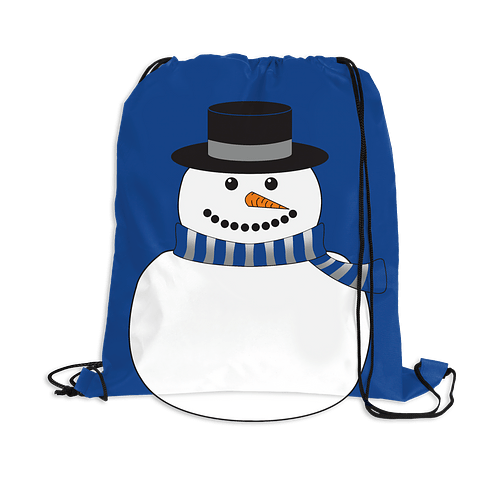 Full Color Holiday Drawstring Bag in Snowman