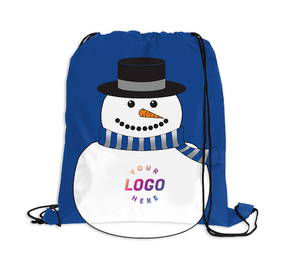Full Color Holiday Drawstring Bag in Snowman
