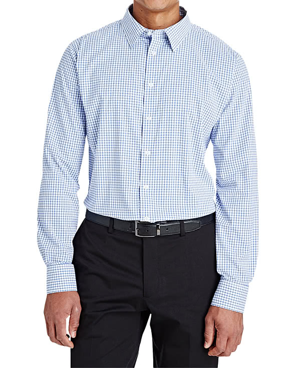 Devon & Jones CrownLux Micro Windowpane Performance Dress Shirt - Printed