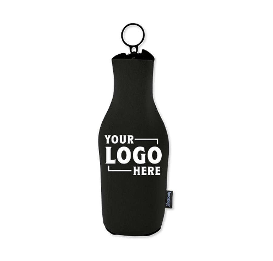 Koozie® Neoprene Zip-Up Bottle Cooler in Black