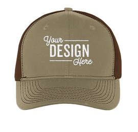 Port Authority Snapback Trucker Hat - Color: True Khaki / Coffee