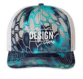 Richardson Patterned Snapback Trucker Hat - Color: Kryptek Pontus / White